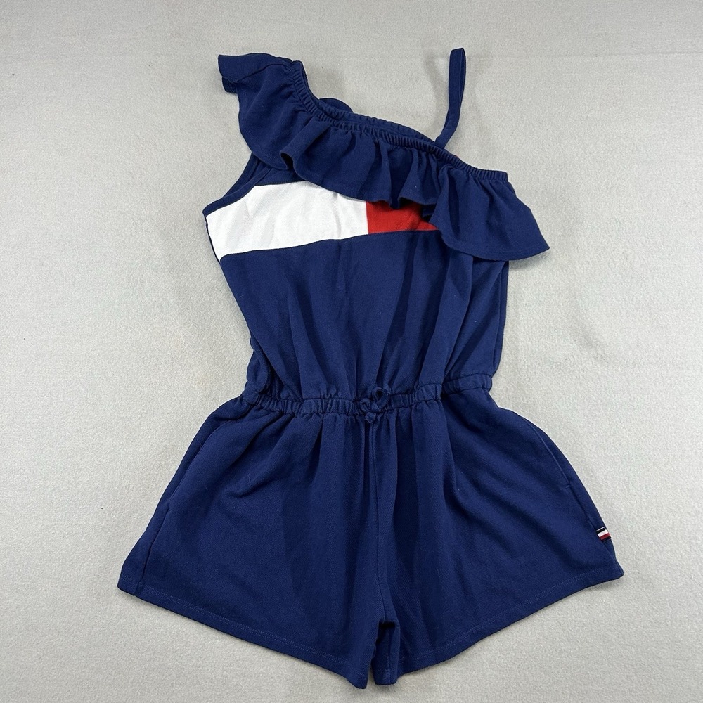 Tommy Hilfiger Girls One Shoulder Romper Sz L 10/12 Tommy Girl Preppy Classic